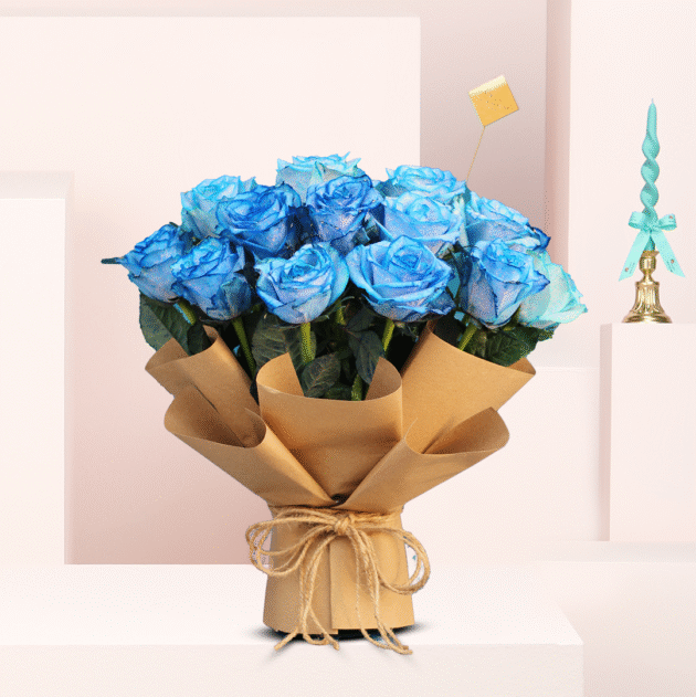 Blue Damask Rose Bouquet 1