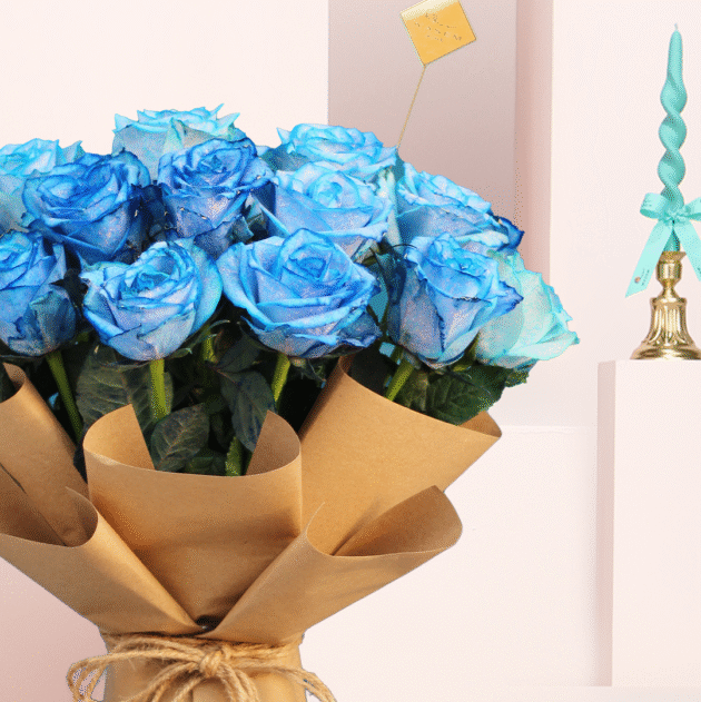 Blue Damask Rose Bouquet 2