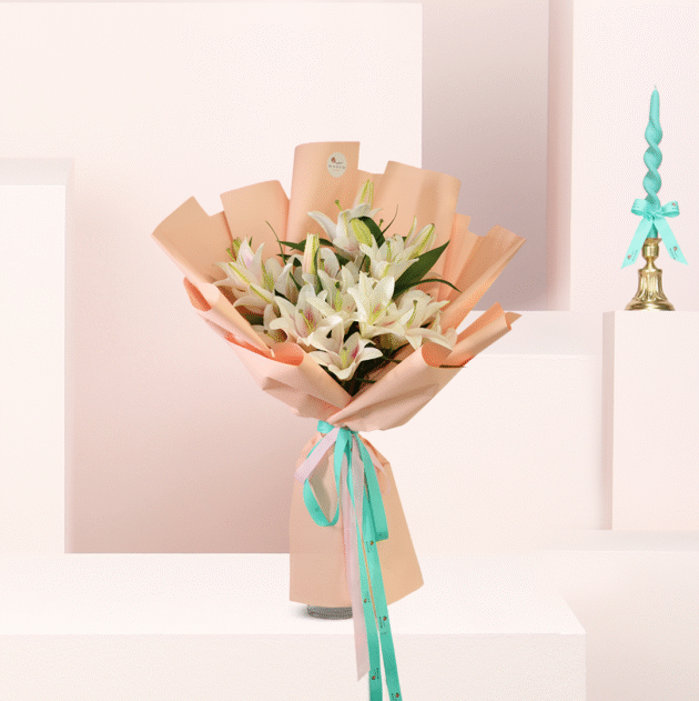 White Casablanca Bouquet 1