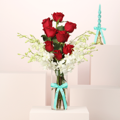Orchid & Red Rose Vase 1
