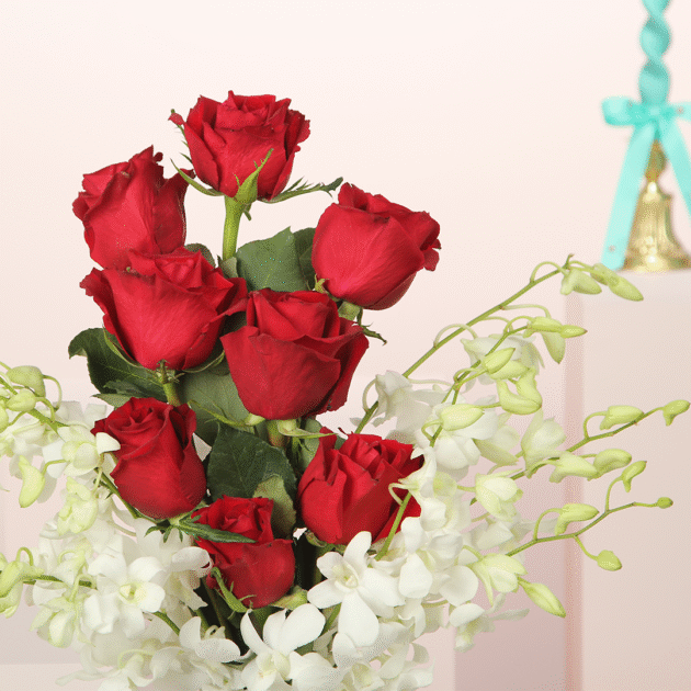 Orchid & Red Rose Vase 2