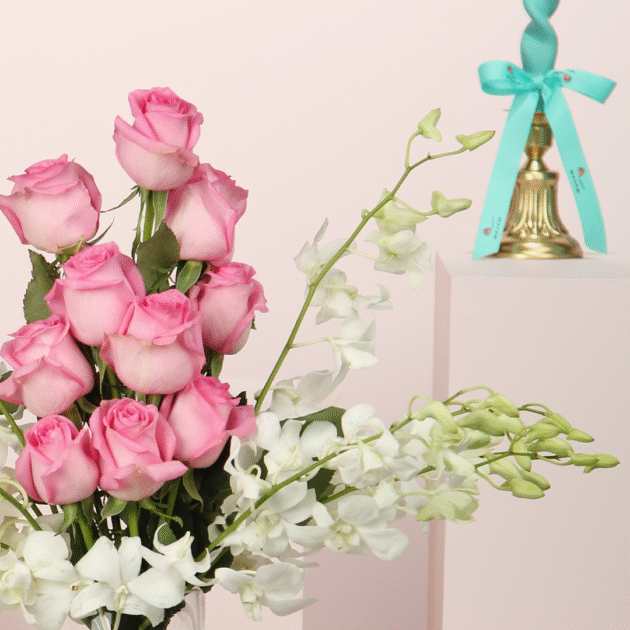 Orchid & Pink Rose Vase 2