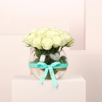 White Damask Rose Vase 1