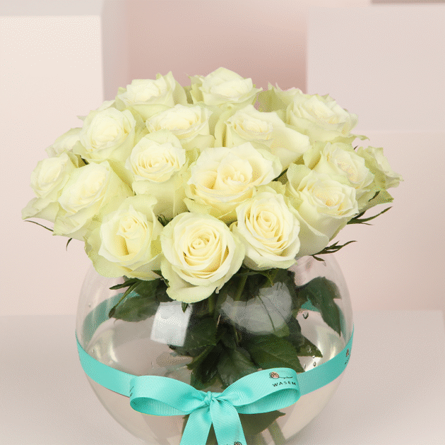 White Damask Rose Vase 2