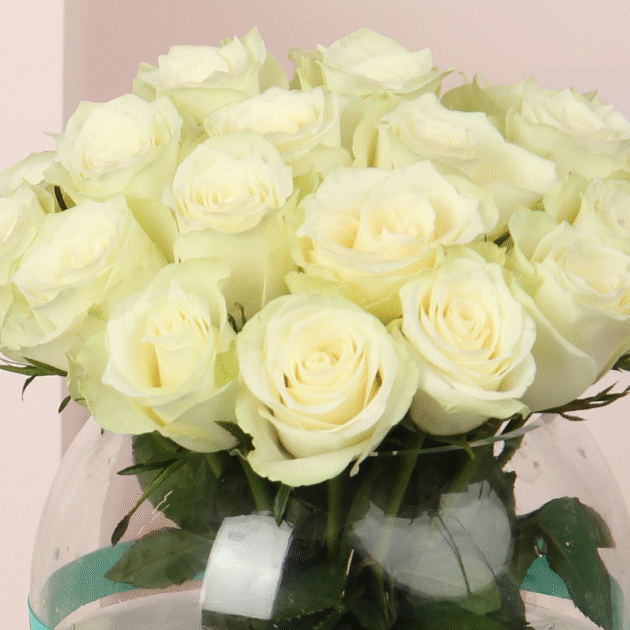 White Damask Rose Vase 3