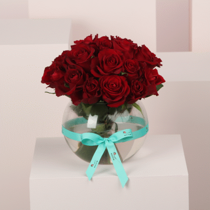 Red Damask Rose Vase 1