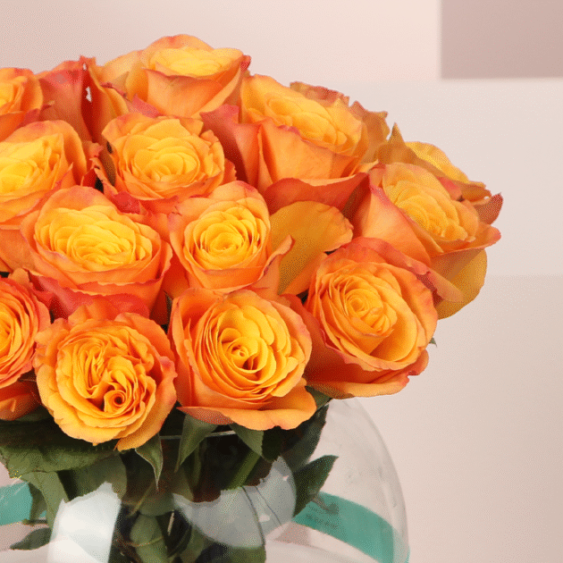 Orange Damask Rose Vase 4