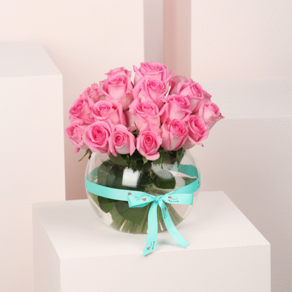 Pink Damask Rose Vase 1