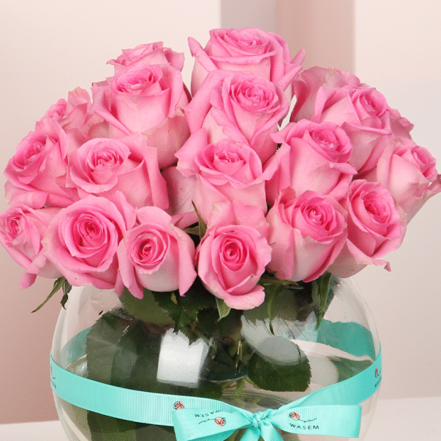 Pink Damask Rose Vase 3