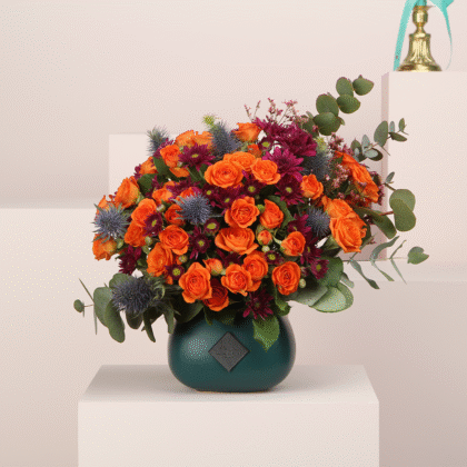 Warm Orange Baby Rose Vase 1