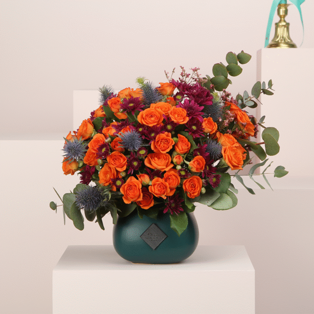 Warm Orange Baby Rose Vase 1