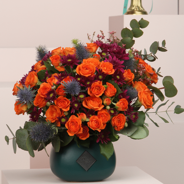 Warm Orange Baby Rose Vase 2