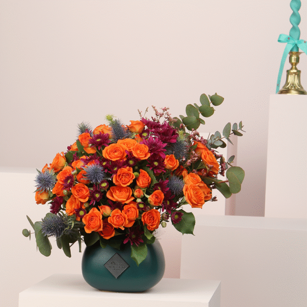 Warm Orange Baby Rose Vase 3