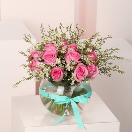 20 Pink Roses Vase 1